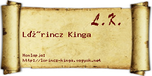 Lőrincz Kinga névjegykártya
