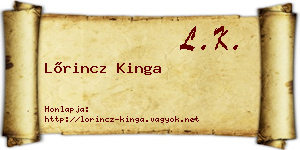 Lőrincz Kinga névjegykártya